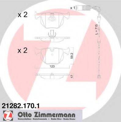 Комплект гальмівних колодок, дискове гальмо ZIMMERMANN 21282.170.1