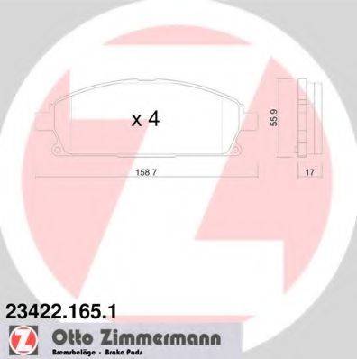 Комплект гальмівних колодок, дискове гальмо ZIMMERMANN 23422.165.1