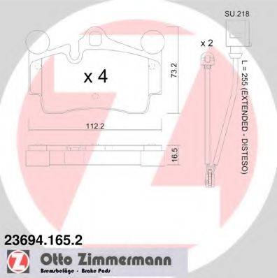 Комплект гальмівних колодок, дискове гальмо ZIMMERMANN 23694.165.2