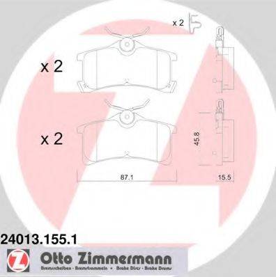Комплект гальмівних колодок, дискове гальмо ZIMMERMANN 24013.155.1
