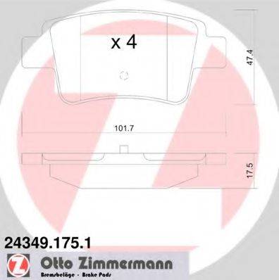 Комплект гальмівних колодок, дискове гальмо ZIMMERMANN 24349.175.1