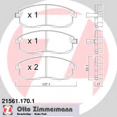 Комплект гальмівних колодок, дискове гальмо ZIMMERMANN 21561.170.1