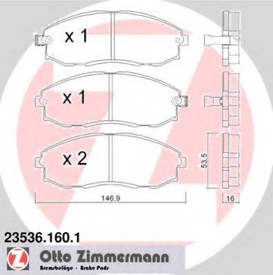 Комплект гальмівних колодок, дискове гальмо ZIMMERMANN 23536.160.1
