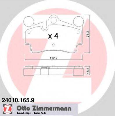 Комплект гальмівних колодок, дискове гальмо ZIMMERMANN 24010.165.9