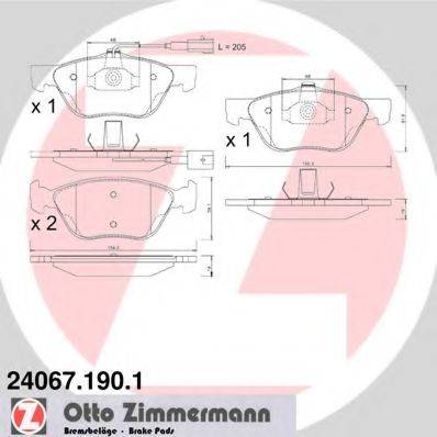 Комплект гальмівних колодок, дискове гальмо ZIMMERMANN 24067.190.1