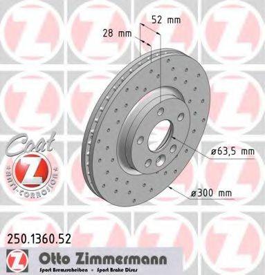 гальмівний диск ZIMMERMANN 250.1360.52