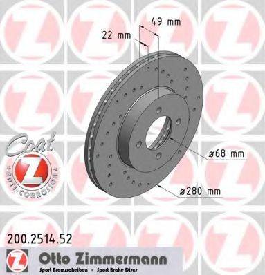 гальмівний диск ZIMMERMANN 200.2514.52