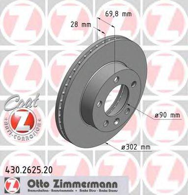 гальмівний диск ZIMMERMANN 430.2625.20
