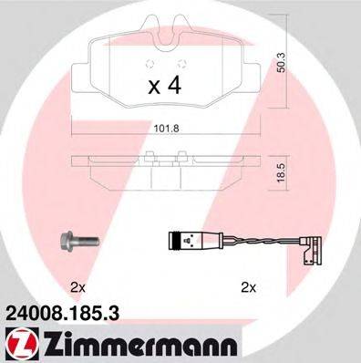 Комплект гальмівних колодок, дискове гальмо ZIMMERMANN 24008.185.3
