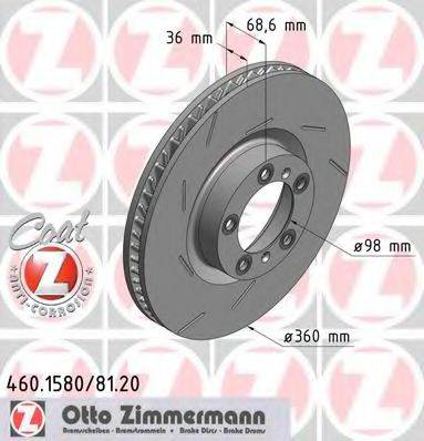 гальмівний диск ZIMMERMANN 460.1580.20