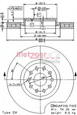 гальмівний диск METZGER 24732 V