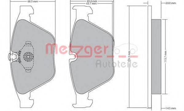 METZGER 1170168 Комплект гальмівних колодок, дискове гальмо