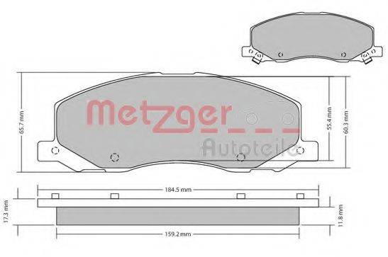 Комплект гальмівних колодок, дискове гальмо METZGER 1170468